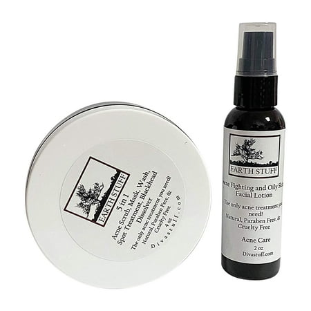Earth Stuff Acne Set, The Only Two Products You Need To Control Cystic, Severe and Mild Acne, 5 in 1