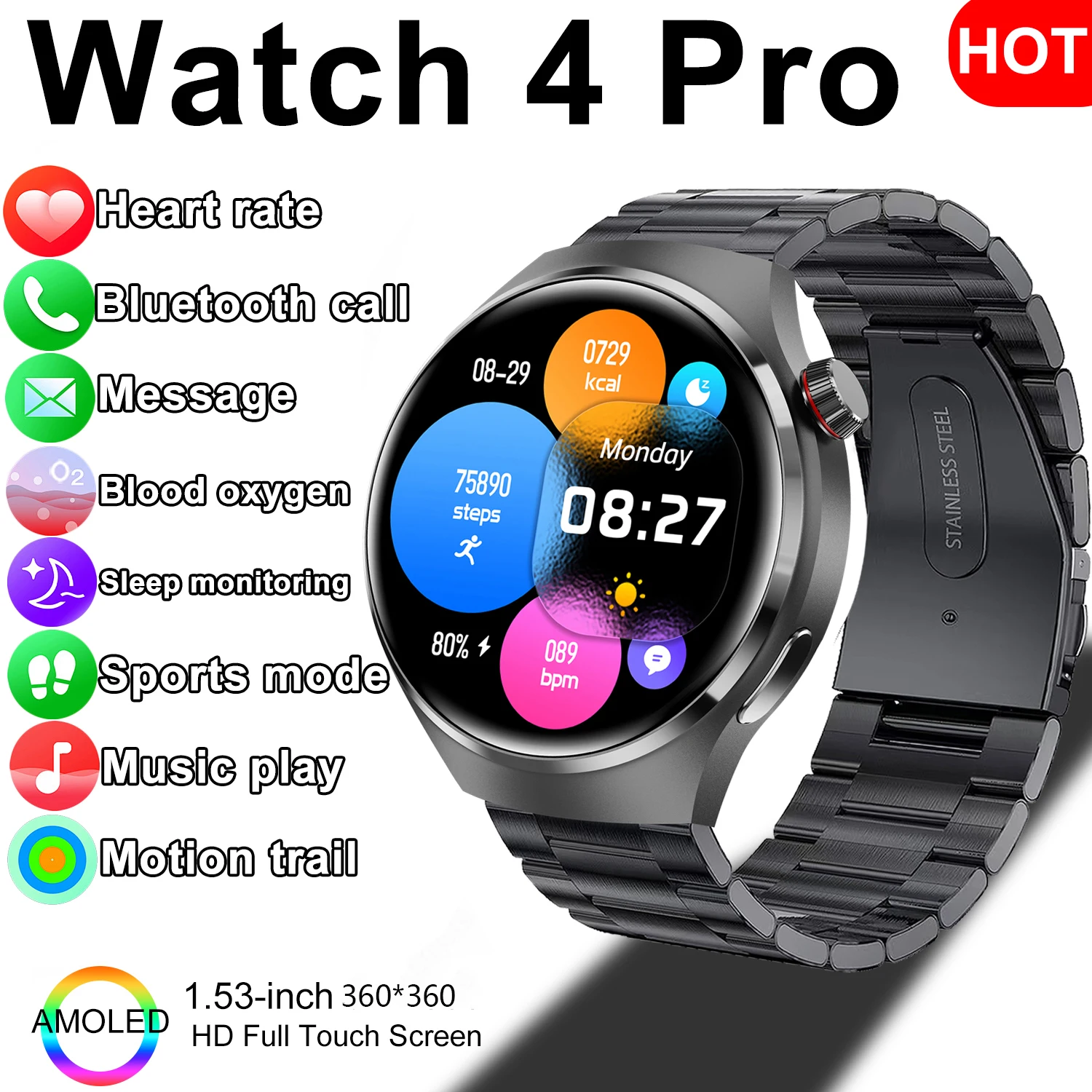 For Huawei WATCH 4 Pro Smart Watch Men AMOLED HD Screen Bluetooth Call GPS Trajectory Heart Rate Health Monitor Smartwatch 2025