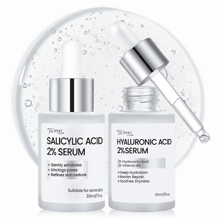 Hydrating Balance & Oil Control Serum Set Includes Salicylic Acid Serum and Hyaluronic Acid Serum Hydrating,Oil-Control,Even Skin Tone for All Skin Type 2PC