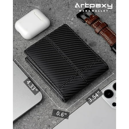 JINYUN-Mens Wallet Bifold Genuine Leather RFID Blocking Wallet for Men with 2 ID Windows 12 Card Holders 2 cash pockets 1 Gift Box