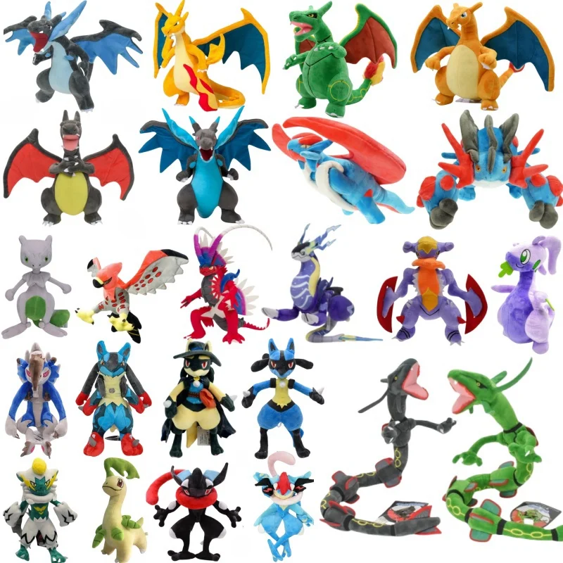 Legendary Pokemon Plush Toy Charizard Greninja Lucario Rayquaza Koraidon Goodra Lycanroc Zeraora Kyogre Anime Stuffed Plush Gift