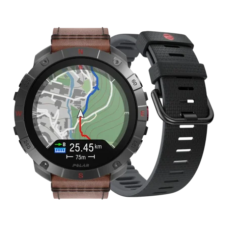 Polar Grit X2 Pro Titan Ultra Premium GPS Smart Sports Watch – Ultimate Outdoor Adventure Watch with Rugged Titanium Design, Advanced Navigation, with an additional leather wristband