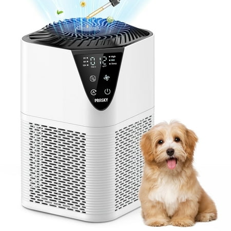 PRASKY Air Purifier for Home Large Room up to 1076 Sq ft, Remove Smoke Dust Allergies (White)