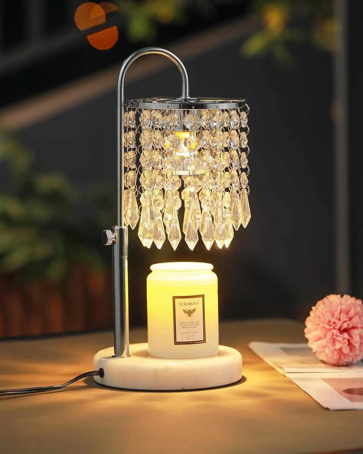 Timer Dimmer Candle Warmer Lamp with Marble Base and 3 Bulbs, Wax Melt Warmer for Jar Candles, Home Decor Gift