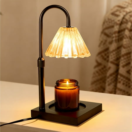 UNTIMATY Candle Warmer Lamp Adjustable Height Candle Warmer with Timer, Dimmable Wax Melts Warmer for Jar Candles with 2 Bulbs(Black)