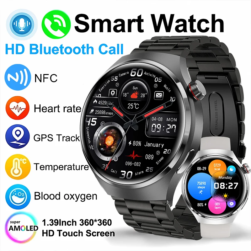 2025 New Smart Watch Heart rate Health Monitor Bluetooth Call NFC GPS Tracker IP68 Waterproof SmartWatch Men Women For HUAWEI