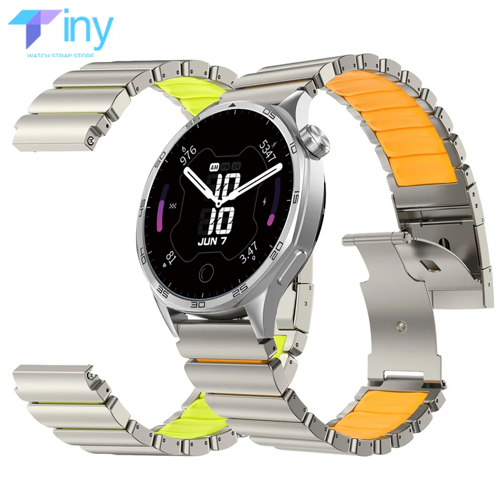 22mm Titanium Silicone Strap For Huawei Watch GT6 Pro GT5 GT4/3 4Pro 46MM Metal Band for CMF Watch Pro 2 3 Bracelet Watchband