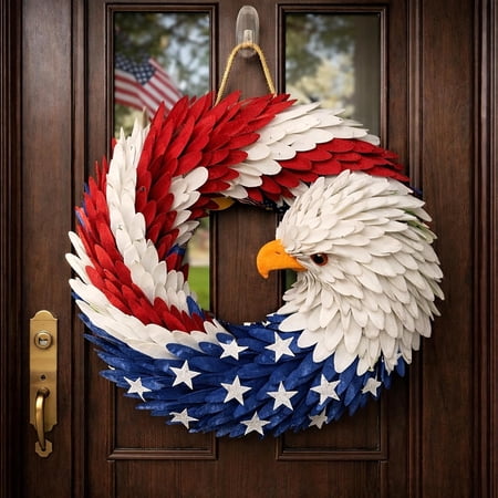 250th Anniversary Eagle Wreath, Handcrafted 3D Eagle Wreaths for Front Door Wall Porch, Patriotic Decor for Independence Day Veterans Day USA 250 Home Decor