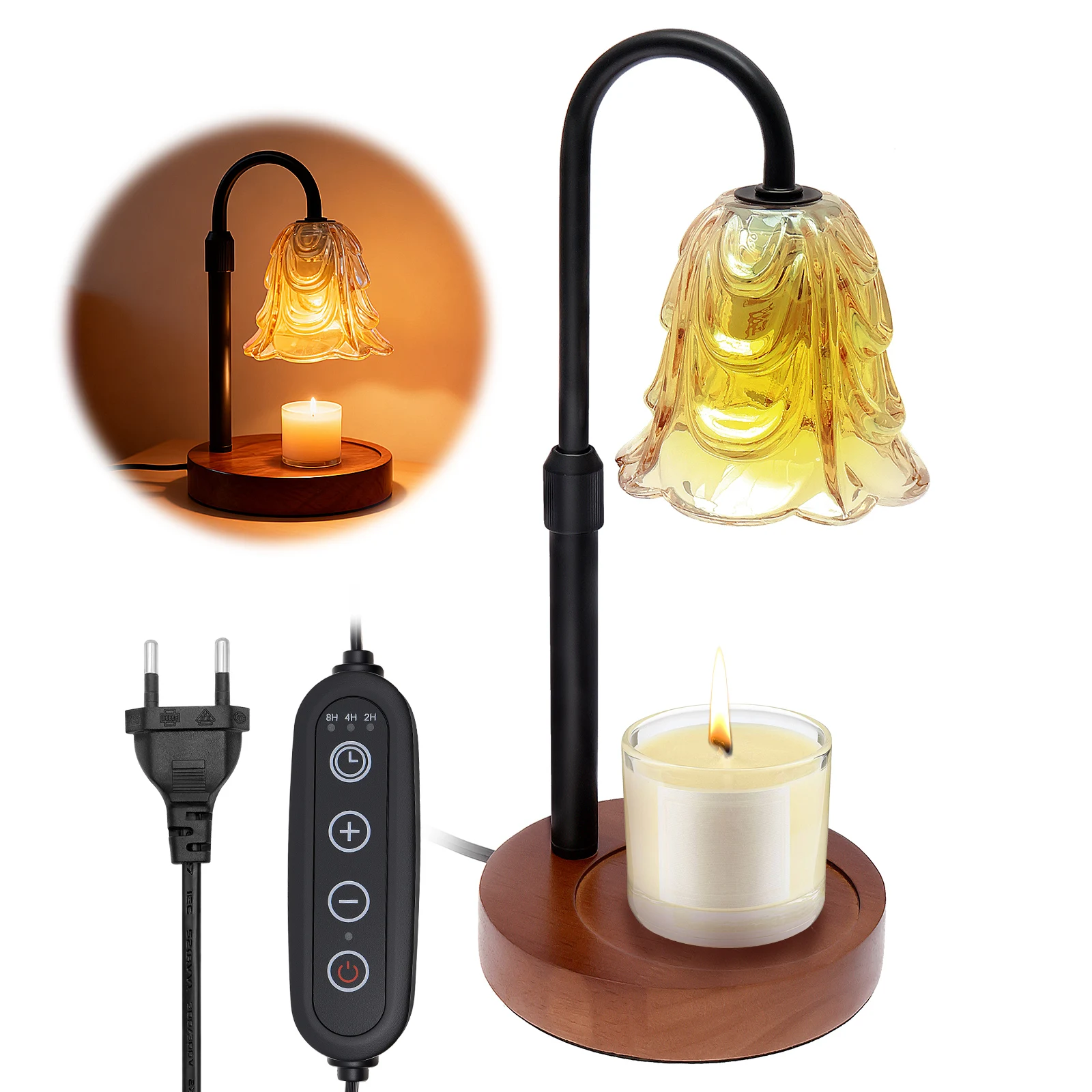 Candle Warmer Lamp Fragrance Lamp with Timer and Dimmer Vintage Electric Wax Melter for Home Bedroom Office Fragrance Decoration
