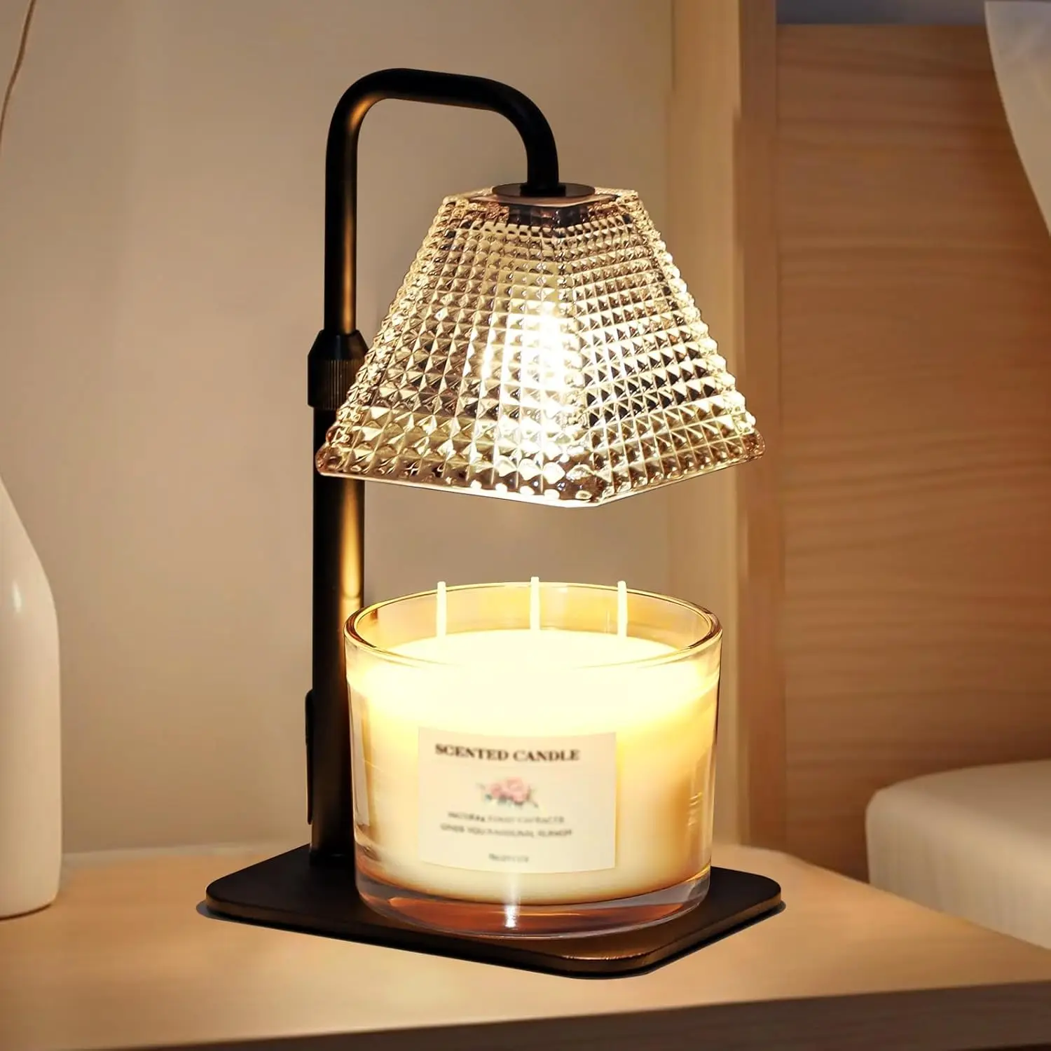 Electric Candle Warmer Lamp with Timer, Dimmer & Adjustable Height for Scented Jar Candles - Safe Home Decor Gift