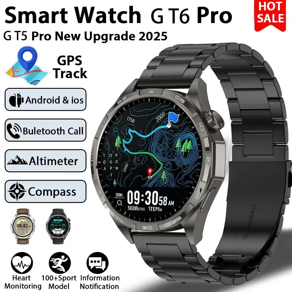 For Android IOS Men New Smartwatch 6 GT6 PRO Bluetooth Call Waterproof Sports Fitness Heart Rate Monitoring Health BraceletsGift