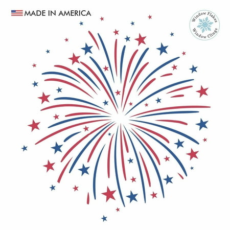 July 4th Window Cling Decal for Glass and Home Decor. Double Sided Reusable Party Decoration. Made In America.