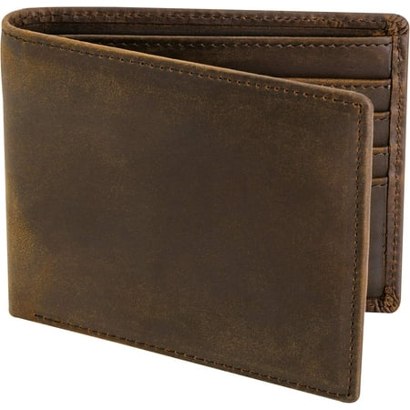 Men's Top Grain Leather Wallet | RFID Blocking | Bifold | 2 ID Windows | 8 Card Slots | Slim Billfold | Gift For Him