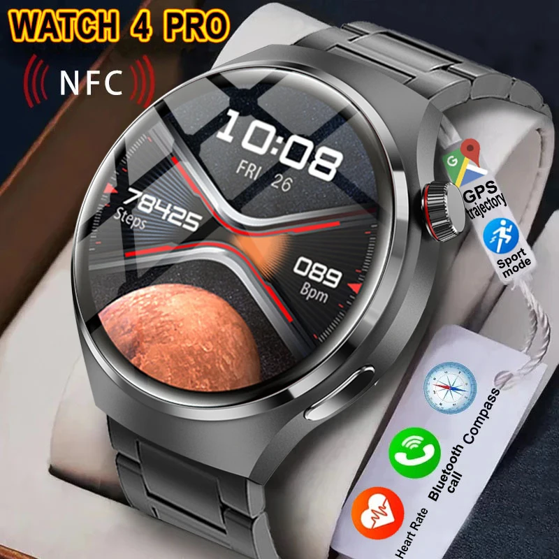New Watch 4 Pro Man Woman GPS Sports Smart Watch Built-in 24H Heart Rate HD Bluetooth Call Waterproof SmartWatch For Android iOS