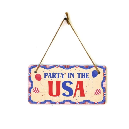 Party In The USA 5x10 Hanging Plus Wall or Door Sign | USA Home Decor