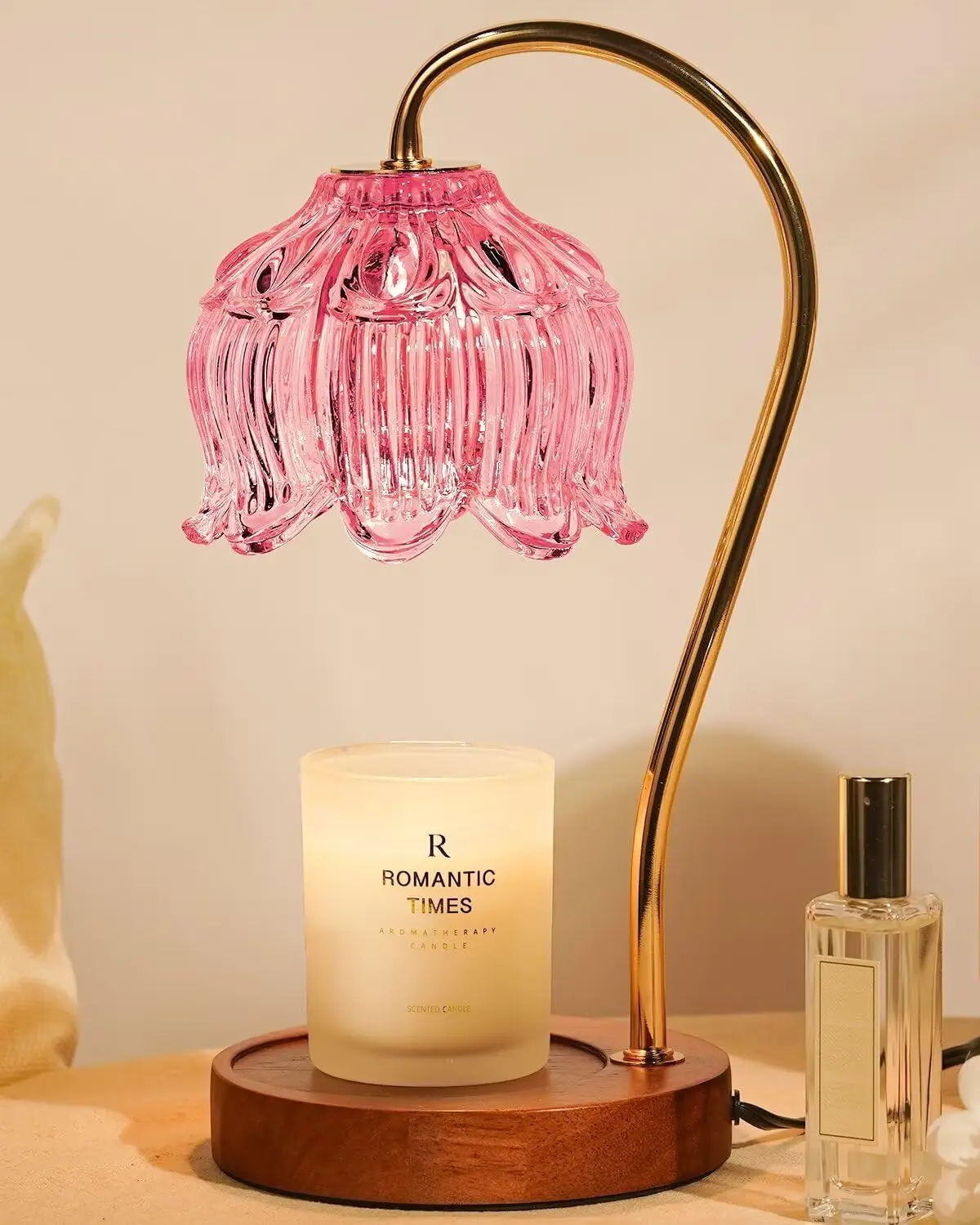 Pink Candle Warmer Lamp with Timer, Dimmable Light for Safe Aromatherapy, Perfect Gift for Home Decor