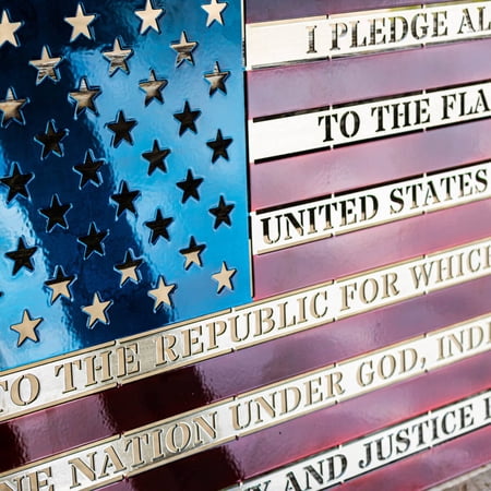 RealSteel American Flag Pledge of Allegiance Wall Art – Patriotic Metal Wall Décor, Rustic USA Flag Sign, Veterans, Military, 4th of July, Independence Day Home Décor (9x18)