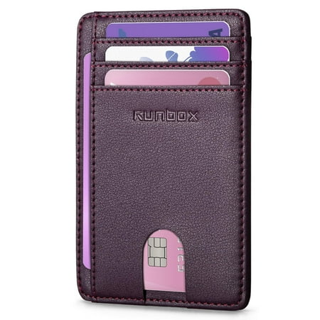 RUNBOX Slim Minimalist Front Pocket RFID Blocking Leather Wallets for Men and Women Card Holder Wallets Gifts for men