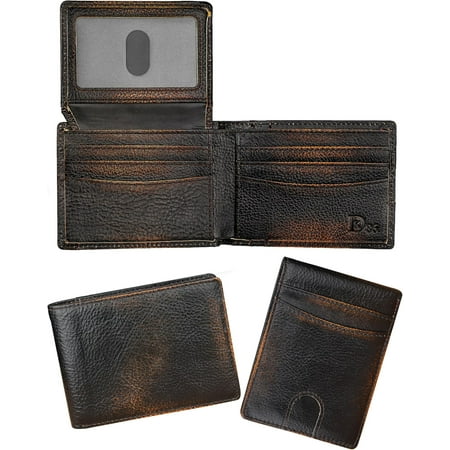 Wallet for Men Slim Rfid Bifold 2 ID Window With Box (black brown)