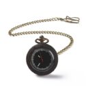 PandaHall Ebony Wood Pocket Watch with Brass Curb Chain and Clips, Roman Numerals Scale Flat Round Electronic Watch for Men,...