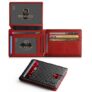 runbox red men’s wallets slim rfid leather 2 id window with gift box