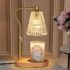 Briever Dimmable Candle Warmer Lamp with Timer, Height Adjustable Electric Candle Wax Warmer for Jar Candles, Top-Down Light Heat Melting Wax with 2 Bulbs & Walnut Wooden Base for Home Decor